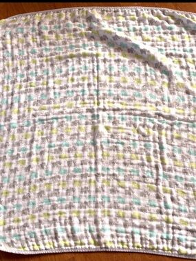 Baby Muslin Swaddle Blanket with Elephant Print - Mint & Lime